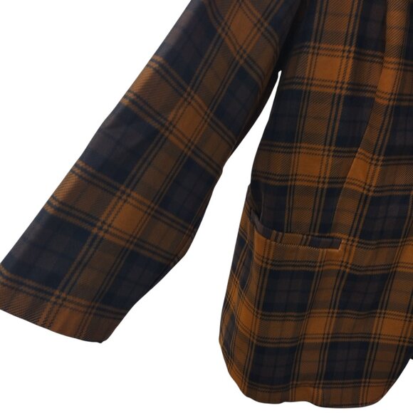 Iman: 2pc Plaid Pantsuit, Size 2X, Brunt Orange, Brown, Black - Picture 7 of 13